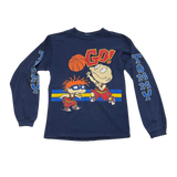 Nickelodean, Rugrats Playing Basketball 1998, Blue Long Sleeved T-shirt, Youth XS
