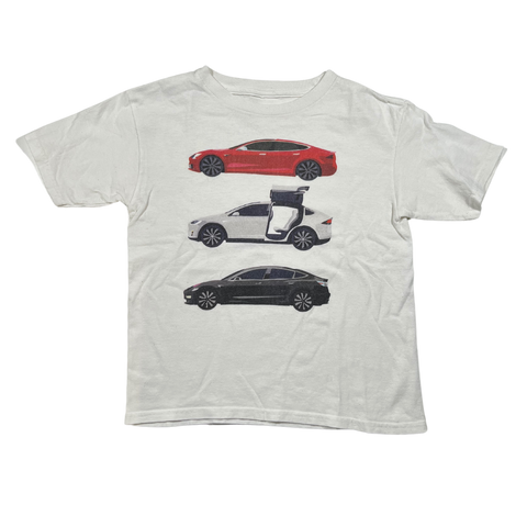 Tesla, Model 3, Model S, Model X, Model Y, White T-shirt, Kids 5T