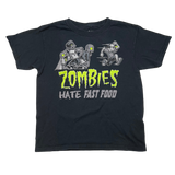 Zombies Hate Fast Food, Black T-shirt, Youth XS