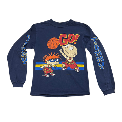 Nickelodean, Rugrats Playing Basketball 1998, Blue Long Sleeved T-shirt, Youth XS