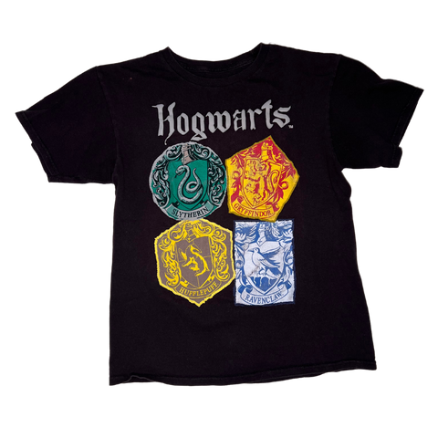 Harry Potter, Hogwarts 4 Houses, Black T-shirt, Youth XL