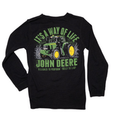 John Deere, It's A Way Of Life, Black Henley Long Sleeve, Youth XS