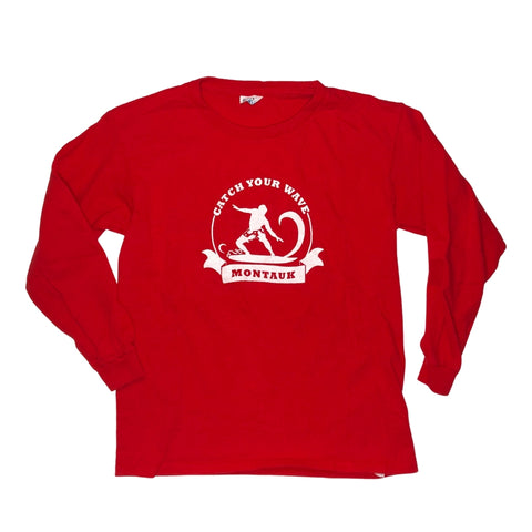 Montauk, Catch Your Wave, Red Long SleevedT-Shirt, Kids 5T